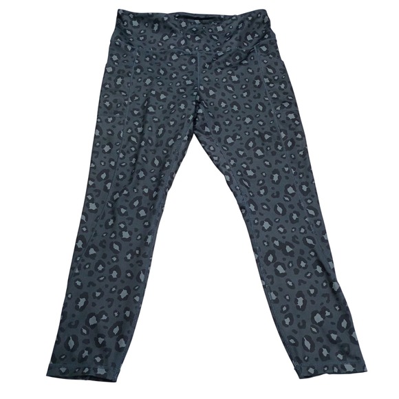 Reebok Pants - Reebok Leggings Womens XL Grey Leopard Print High Waisted Pockets